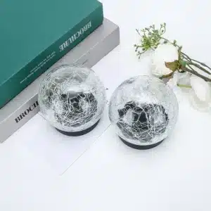 Lampe solaire boule verre craquelé 1